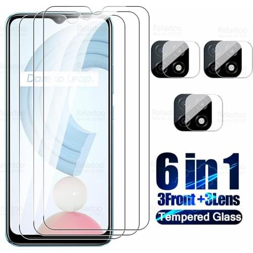 6 in 1 Camera Tempered Glass For Oppo Realme C21 Y C21Y Realmi C11 2021 C20 A C12 C15 C3 C25 S Screen Protector Protective Film