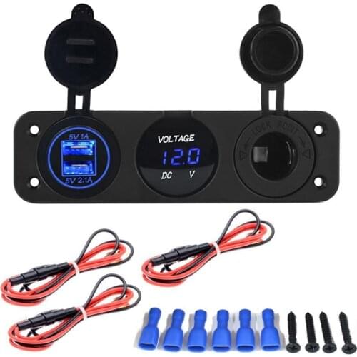 DIY Dual USB Charger 3.1A Voltmeter Cigarette Lighter Socket Panel Jack for Car Boat Marine Digital Devices Mobile Phone Tablet