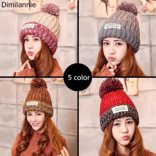 2019 Womens Winter Hat Wool Fashion Wool Cap For Women Female Hat Knitted Letter Adult Beanie Autumn Fall Hat Warm Snow Hat