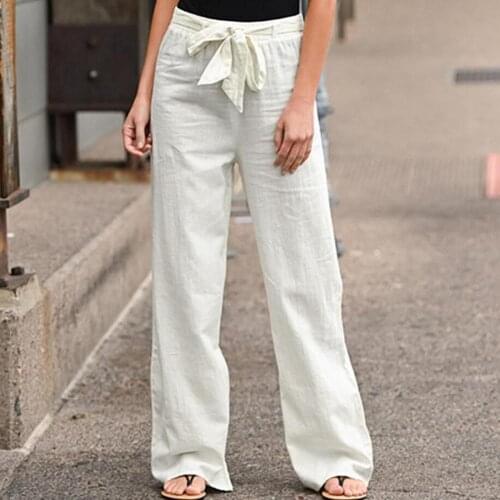 Solid color Elastic waist wide leg pants women Loose casual summer Straight pants trousers Classic soft long female bottoms