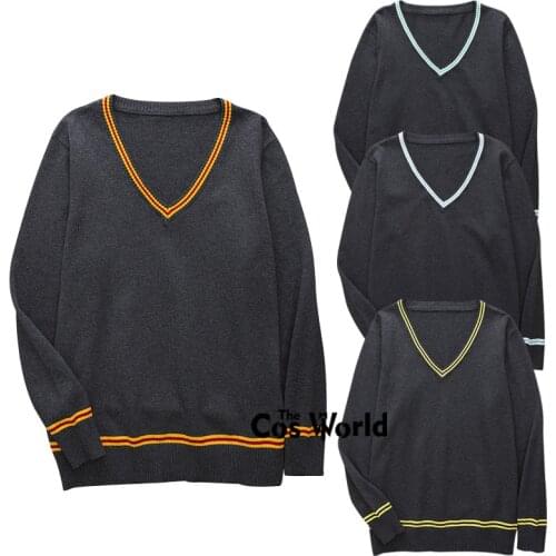 XS-XXL Spring Autumn Mens Womens Long Sleeve Stripes Knit Tops Pullovers V Neck Sweaters For JK School Uniform Student Clothes