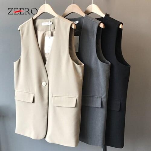 Spring Autumn Women Suit Collar Pocket Vest Coat Tops Female Clothing Pocket Single Button Korean Casual Vintage Loose Vests