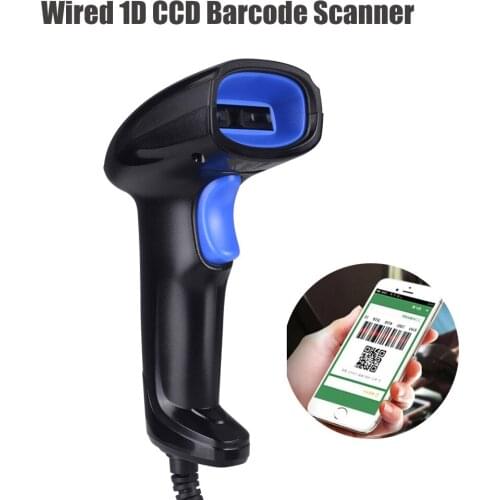 2019 Hot Selling 1Pc New Handheld Wired CCD Barcode Scanner POS Bar Code Scanning Red Light Reader with USB Cable
