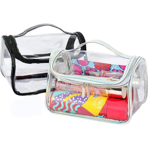 2019 New Portable Clear Makeup Bag Zipper Waterproof Transparent Travel Storage Pouch Cosmetic Toiletry Bag With Handle