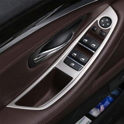 4Pcs ABS Chrome Interior car Door Window lift Adjust Switch Panel Trim cover for BMW 5 Series F10 520 525 2011 -2015