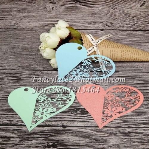 60pcs Laser Cut Heart Flower Card Paper Card Hang Tag Gift Card Ornaments Hanging Thank you Card Party Event Decoration Supplies