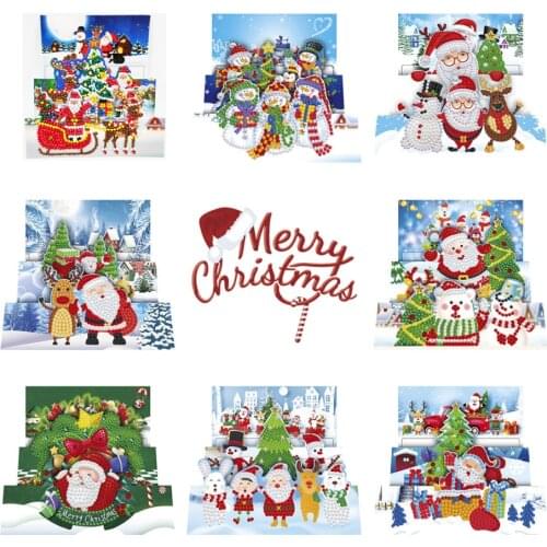 8pcs DIY Diamond Painting Greeting Card Special-shaped Drill Mosaic Merry Christmas Diamond Embroidery Santa Claus Xmas Postcar