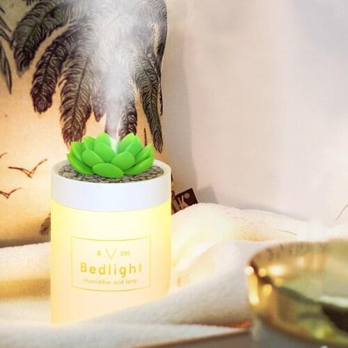 Aroma Humidifier Succulent Plants Ultrasonic USB Home Air Humidifier Aromatherapy Oil Diffuser Mini LED Night Light