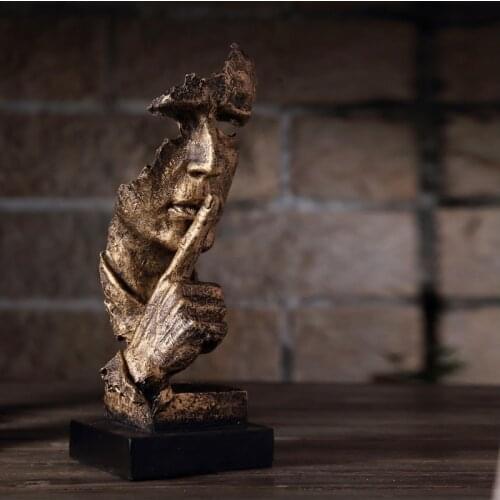 Silence Is Gold The Abstract Sculpture Figurine Ornaments Office Home Decoration Accessories Modern Art Resin Craft Figurines