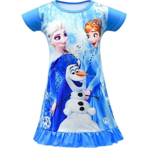 Disney Summer Fashion Frozen Girls Dresses anna elsa Dress princess Cartoon Kids Dress For Girls Sleepwear