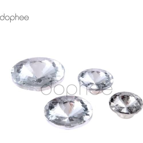 Dophee 10pcs 16/18/20/22mm Crystal Glass Upholstery Nails Buttons Sewing For DIY Clothing Sofa Craft Sewing Accessories