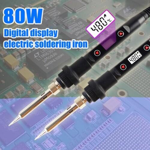 80W LCD Intelligent Digital Display Electric Soldering Iron Anti-hot Handle 180~480℃ Adjustable Temperature Constant Temperature