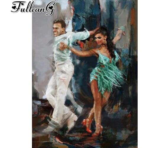 FULLCANG 5d diy diamond mazayka abstract dance lover diamond painting full square/round rhinestone embroidery wall decor FC1690