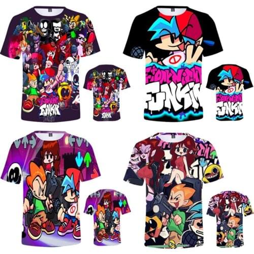 Harajuku Friday Night Funkin Short Sleeves Summer Baby Girls Clothes Harajuku Tees Shirts Children T shirt Cartoon Game T-shirt