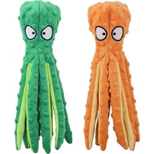 Dog Toy Octopus Shape, Bright Color with Squeak, Indoor and Outdoor Pet Interactive, Suitable for Teething Puppies 2 Pack