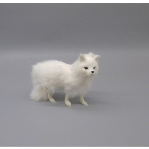 Simulation fox model polyethylene&fur white fox 16x12cm prop handicraft home decoration gift b1808
