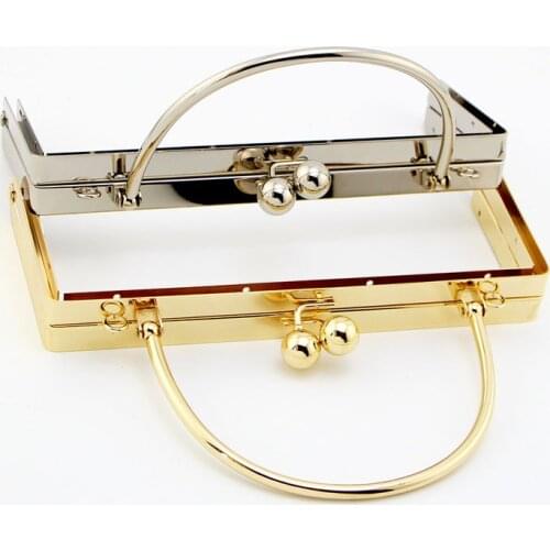 K656 handle purse frame 20.5CM square no hole inside screw purse frame DIY Kiss lock bag Hardware accessories