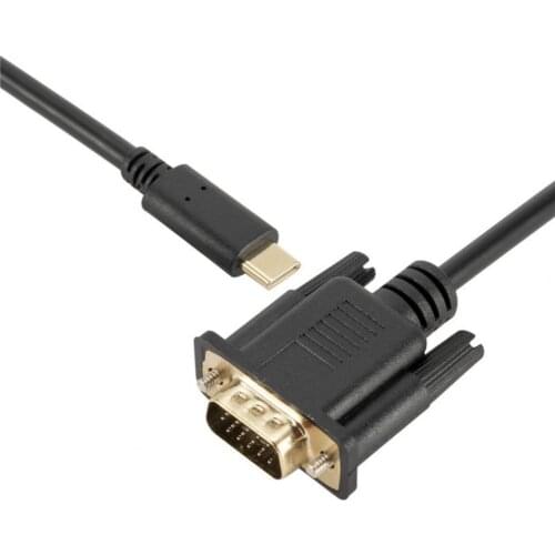 Converter Cable HD-compatible Stable Output Driver-free USB3.1 Type-C Male to VGA 1080P Compact Adapter Cable for Monitors