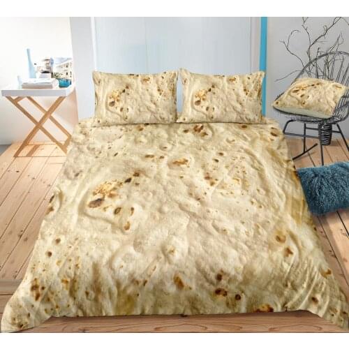 3D Printed Hamburger Chip Duvet Cover Set Hand Drawn Style Ingredient Gourmet Delicious Fast Food Bedding Set For kids Funny Set