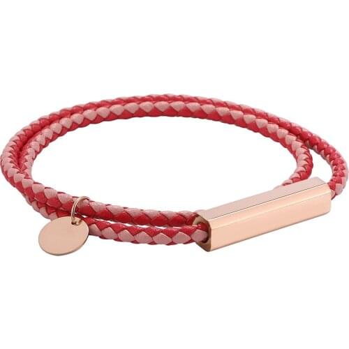 Red Pink Braided Leather Bracelets For Women Fashion Charms Magnetic Wrap Bracelets Fashion Costume Jewellery BB0723
