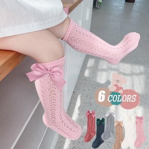 Western Style Summer Bowknot Baby Socks for Newborns Knee High Socks 0-5 Years Breathable Kawaii Stockings Cotton Children Socks