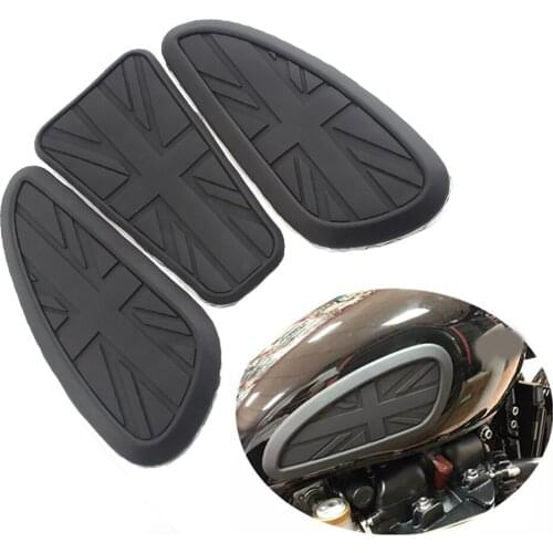 Motorcycle Retro Cafe Racer Gas Fuel Tank Rubber Sticker Protector Sheath Knee Tank pad Grip Decal Union Jack Pattern Medallion
