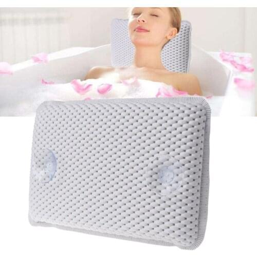 Non-slip Bathtub Pillow Soft Bath SPA Headrest Waterproof With Suction Cups