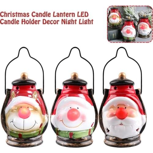 NEW Christmas Candle Lantern LED Candle Holder Night Light Small Oil Lamp Elderly Snowman Elk Desktop Decoration Christmas Gift