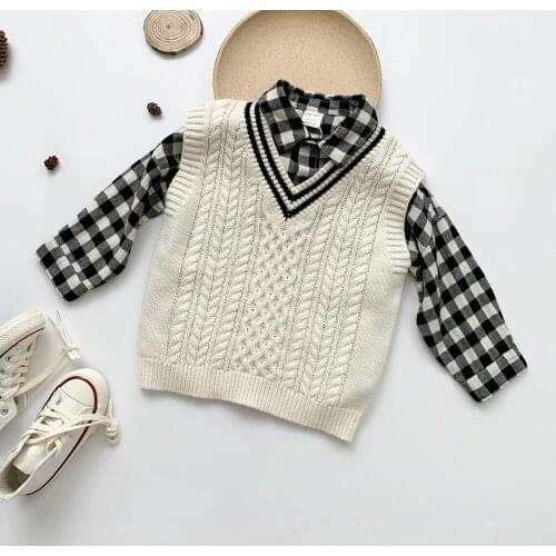Autumn Winter Waistcoat Boys Clothes Outerwear Vest Cotton Kids Clothes Boys Knitted Vest BB12