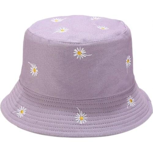 Bucket Hat Flower Printed Foldable Solid Color Women Fisherman Hat for Outdoor
