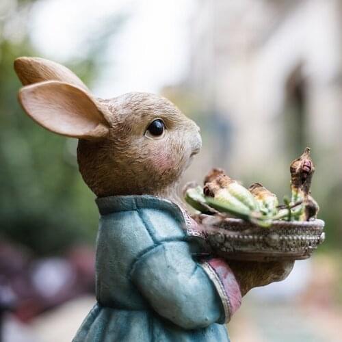 Resin Rabbit Tray Maid Desktop Home Decoration Accessories Garden Decoration Animals Outdoor European Style Fairy Tale Ornaments