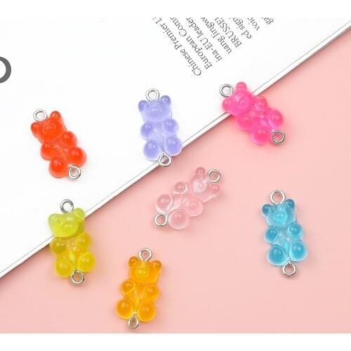 8/10pcs Crystal Resin Candy Bear Pendant Charms For DIY Necklace Bracelet Earrings Candy Flatback Cabochons Jewelry Making