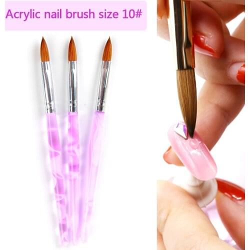 ANGNYA Professional Nail Brush 10# Kolinsky Hair Acrylic Drawing Nail Art Sculpture Carve Brush 3D Nail Art Painting Manicure