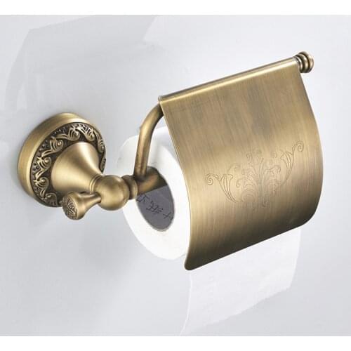 Retro Copper Wall Mounted Hanging Bathroom Toilet Paper Holder Rolling Tissue Napkin Storage Rack Organizer Hardware Tools