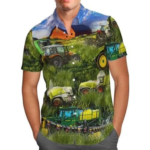 Love Car Print Short Sleeve Shirts For Men Loose Cardigan Button Shirts Plus Size Hawaiian Style Summer 2021 Ventilated Shirt-71