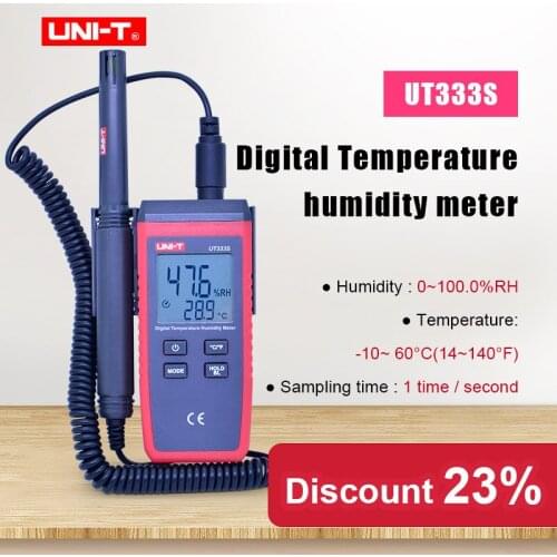 UNI-T UT333S Temperature Humidity Meter Outdoor Hygrometer thermometer Overload Indication/Data hold/MAX/MIN/LCD Backlight
