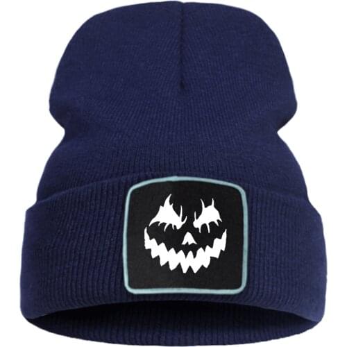 Halloween Pumpkin Smiley Beanie Hat Soft Casual Hot Sale Skullies Hats Unisex Creative Bonnet Cap Foldable Winter Knitted Caps