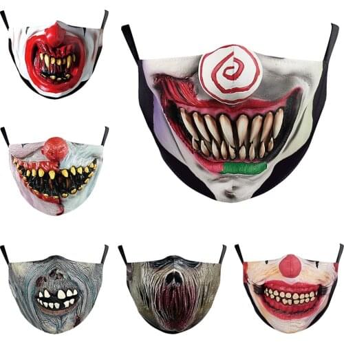 Funny Clown Zombie Mouth Clown Zombie Mouth Cosplay Womens Men Unisex Masks Face-Cycling Spots Breathable Adult Halloween Mask
