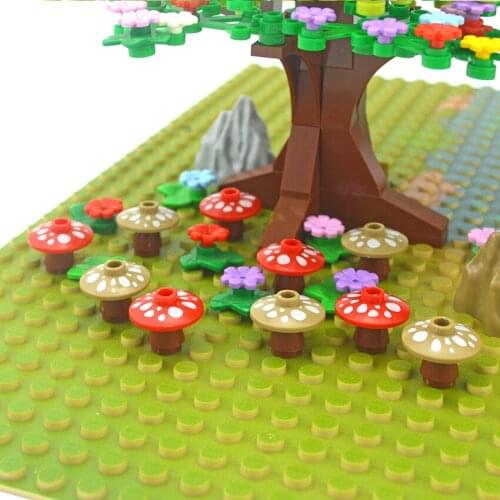 2x2 Mushroom Spots MOC Plants Pine Tree Flowers Building Blocks Assemble Bricks DIY House Accessories Creator Toys for Children