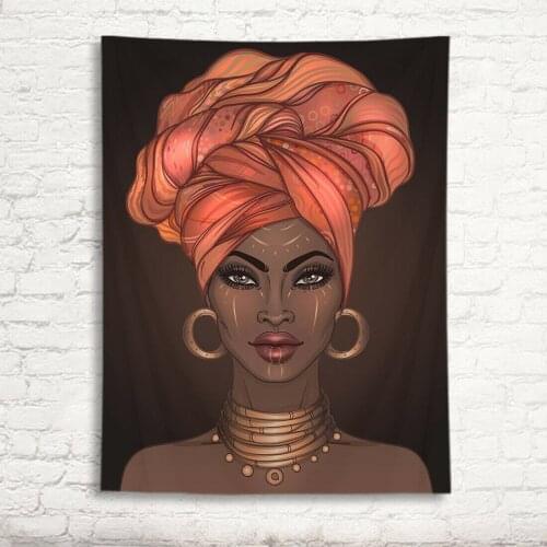 African American Pretty Girl Turban Black Woman Tapestry Wall Hanging
