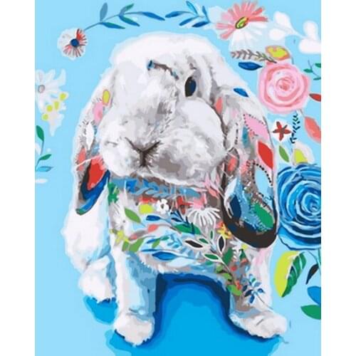 Frameless painting by numbers animals wall decor diy picture oil painting on canvas for home decor 4050cm rabbit