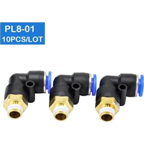 High quality 10 PCS of PL8-01 8mm Push In One Touch Connector 1/8" Thread Pneumatic Quick Fittings
