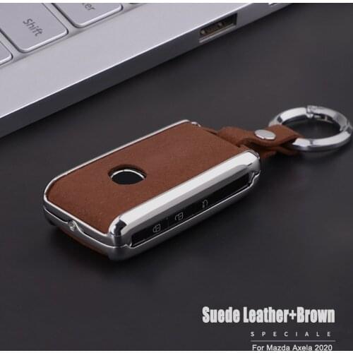 Suede Leather Car Key Cover Case Key Holder for Mazda Axela 3 Mazda3 2020 2019 Nice Touch Key Bag Accessories