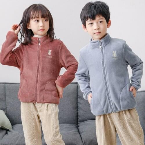 Winter plus velvet childrens clothing jacket warm boys and girls coat childrens warm clothes childrens home clothes