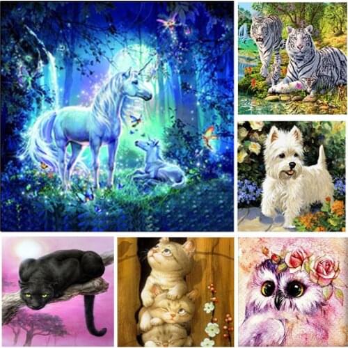 1 Set Round Diamond 5D DIY Diamond Embroidery Cute Cartoon Animal Kids DIY Diamond Gift Living Room Bedroom Accessories
