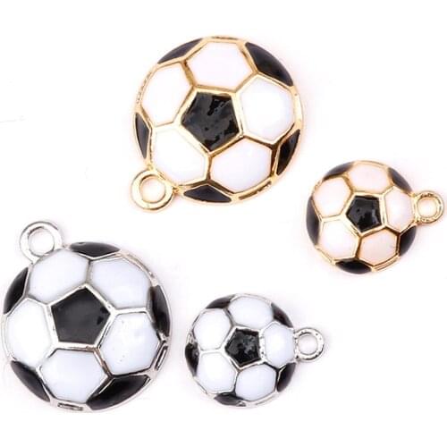 10pcs/pack football enamal Enamle Charms Metal Pendant Golden and Silver Color Color Earring DIY Fashion Jewelry Accessorie