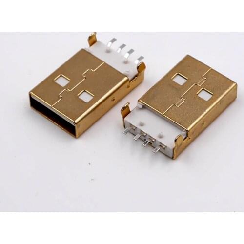 100pcs High Quality USB2.0 Connector Plug Male Diy usb Plug Connector Jack Gold-plated