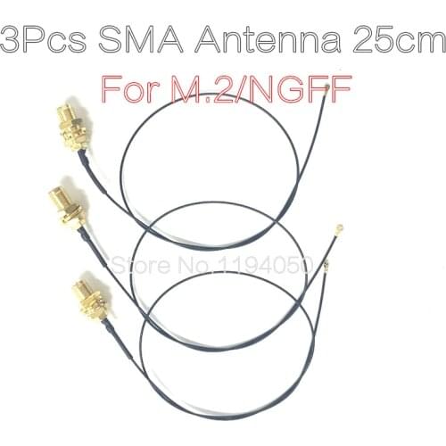 3Pcs U.FL IPEX MHF4 to RP-SMA 0.81mm RF Pigtail Cable Antenna for NGFF/M.2 25CM Wholesale Free shipping 3G 4G Module