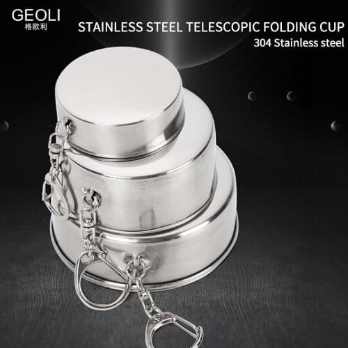 304 Stainless Steel Folding Telescopic Cup Collapsible Cups Portable Keychain Outdoor Travel Hygienic Portable Drinking Cup