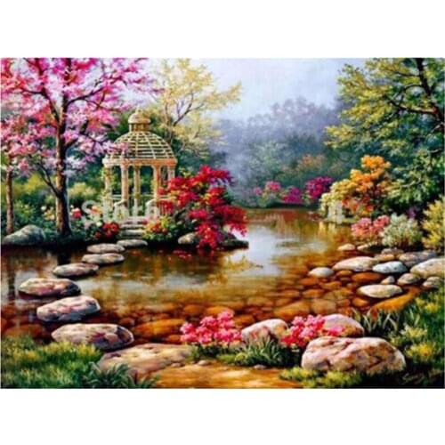 5D Diy Daimond Painting "Landscape Garden Bunga" Diamond Painting Round/square Rhinestone Diamant Embroidery Garden Scenery zx